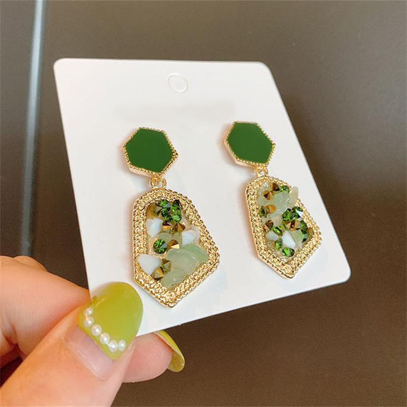 

Модные французские роскошные серьги из натурального камня для женщин, серьги, ювелирные изделия, подарок девушке, Brincos зелёный