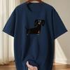 Men's Casual Short Sleeve T-Shirt Fit Round Neck Summer Tee with Playful Dachshund Graphic Print