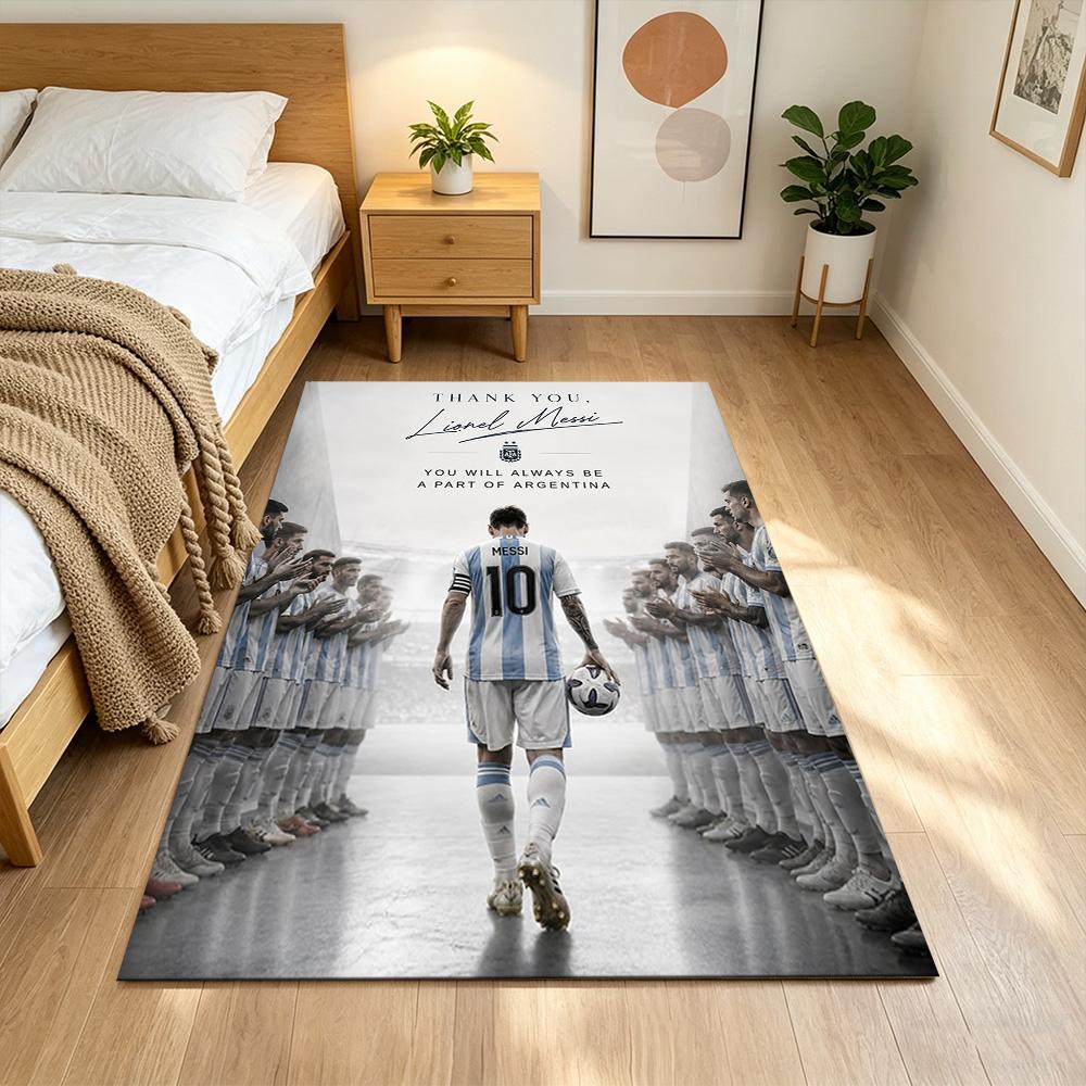 Football Messi Floor Mat Suitable for Kitchen Entryway Hallway Dormitory Anti-slip Rug Decorate Offices Luxury Gift for Birthday, Christmas, Wedding