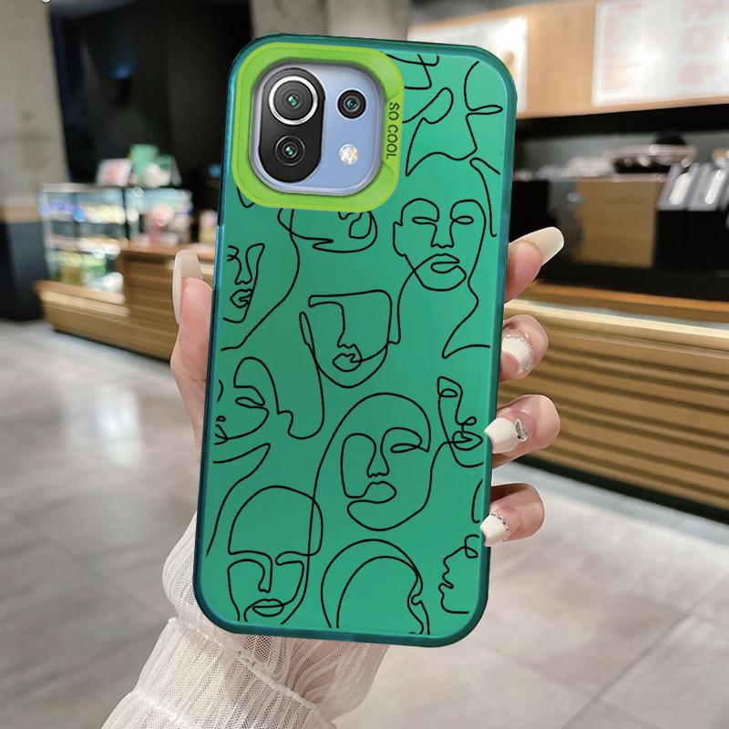 

Smiling Face Case For Xiaomi Mi 11 Lite 5G NE 13T PRO 14T Redmi A5 A1 A2 9A Poco C71 Shockproof Hard Back Cover Line Art Sketch Redmi A1 - A2