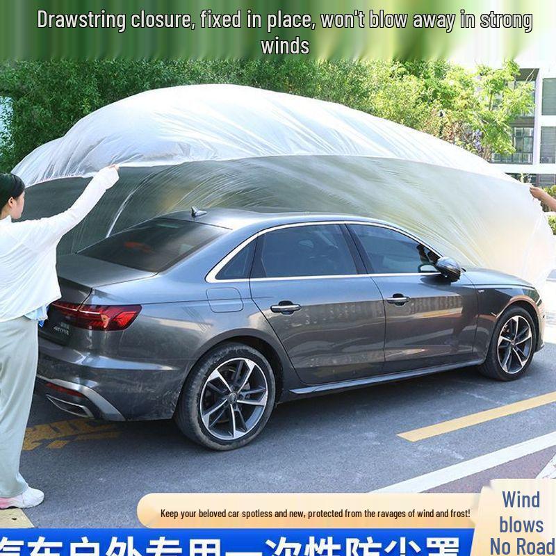 Thickened Transparent SUV Car Cover - Dustproof & Rainproof Disposable Full Cover
