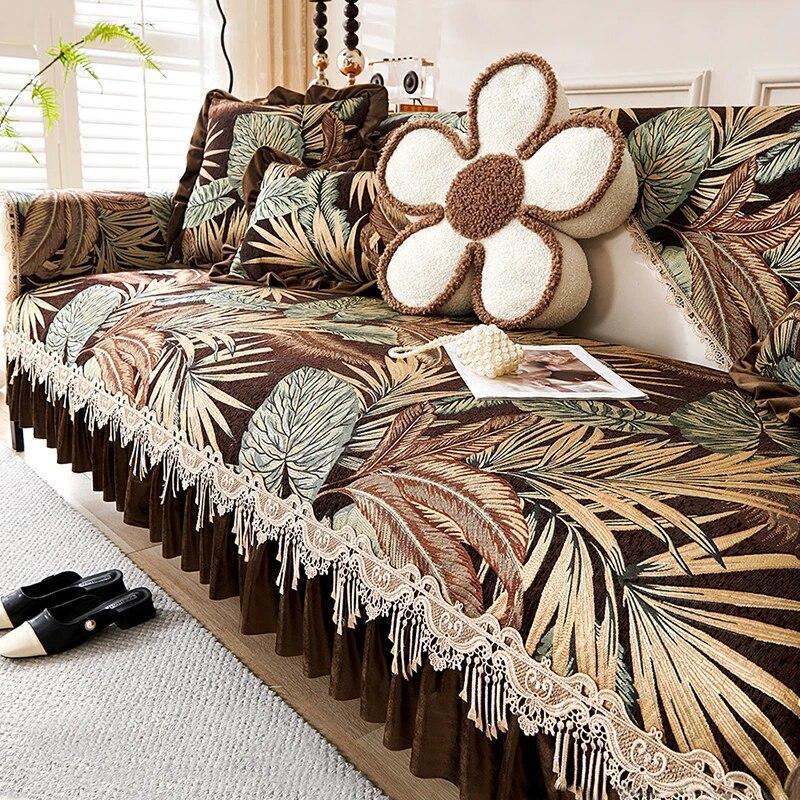 Retro Luxury Slipcover Jacquard Fabric Sofa Cover Living Room Decoration Non-slip Sofa Cushion Four Seasons Universal Sofa Towel