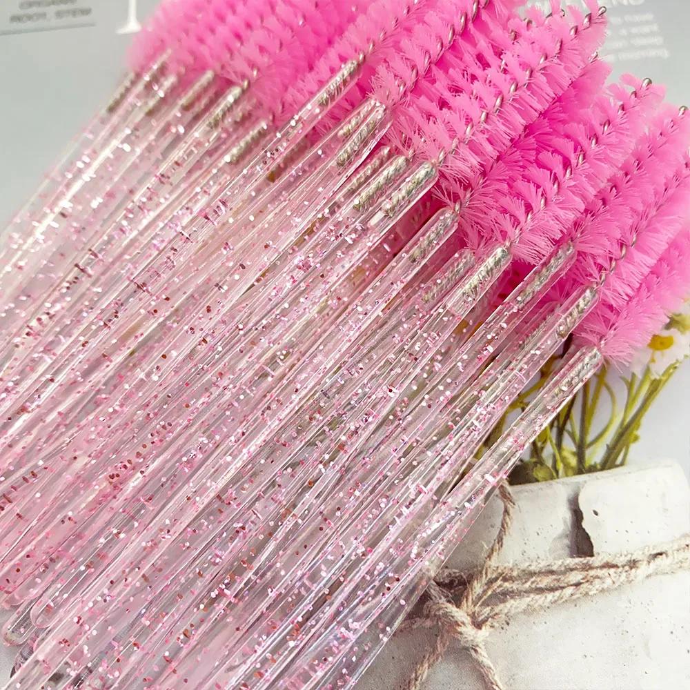 50pcs Disposable Crystal Eyelashes Brush Comb Eye Lashes Extension Mascara Wands Makeup Professional Makeup Beauty Tool
