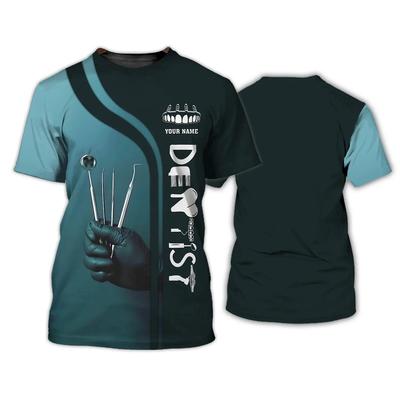 Nou Tricou Sport de Vară cu Gât Rotund Imprimat Unificat cu Instrumente Dentare 3D Personalizat Tricou Medic Dentist Casual Larg pentru Bărbați și Femei