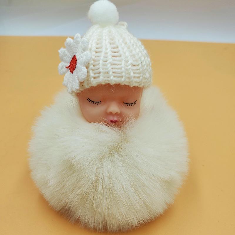 Imitation Rex Rabbit Fur Sleeping Doll Keychain - Cute Sleeping Baby Bag Pendant Gift