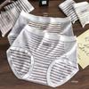 Fashionable Grey/Gray Striped Triangle Mid-Rise Women's Underwear, Fresh College Style, Spring Collection (90-140 Jin)