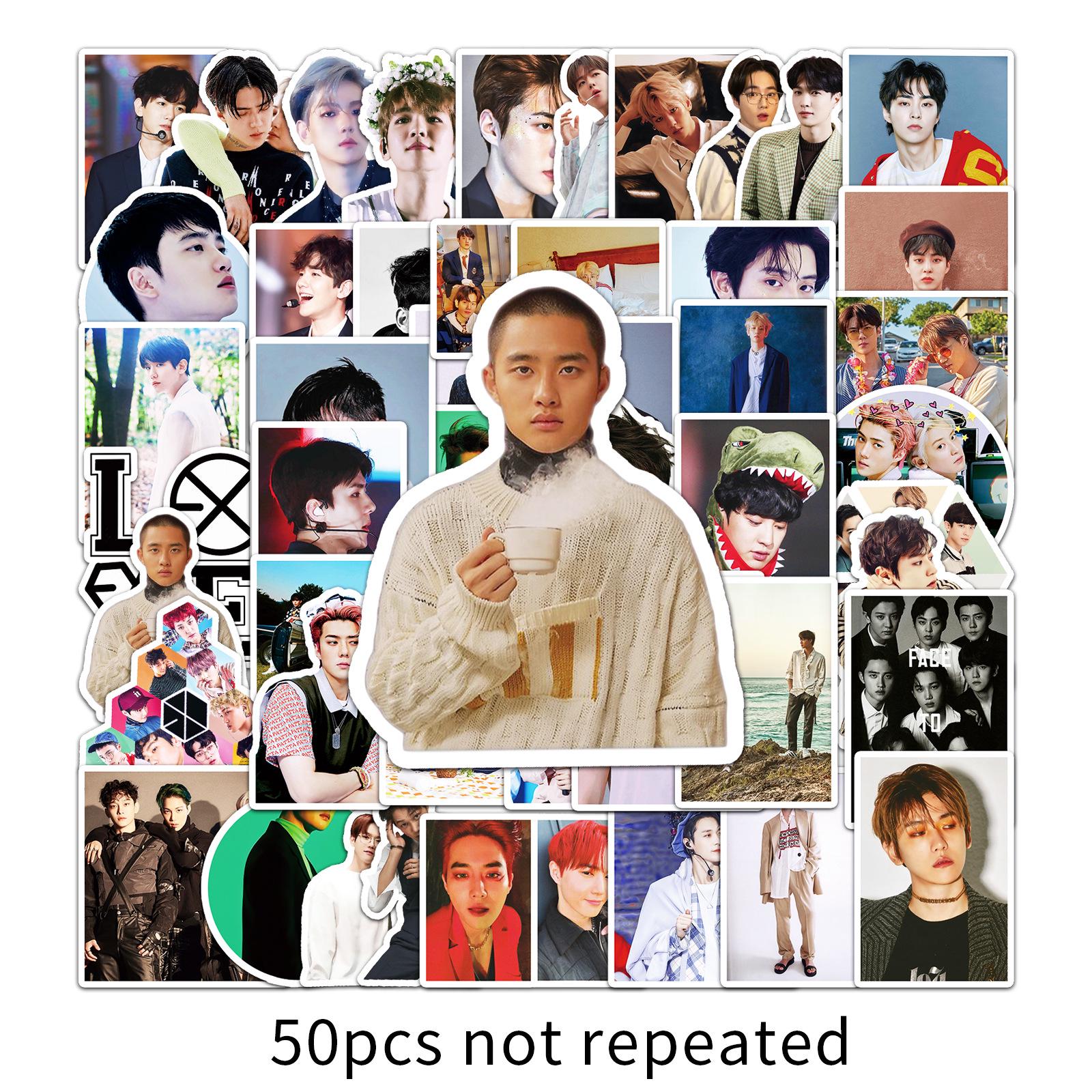 50 стильных граффити-стикеров с изображением участников K-pop группы EXO для чемодана, ноутбука и украшения автомобиля
