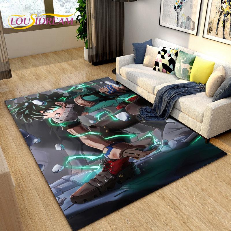 Tappeto Area Grande Anime Giapponese My Hero Academia, Tappeto per Soggiorno Camera da Letto Divano Zerbino Decorazione, Tappetino Antiscivolo per Bambini