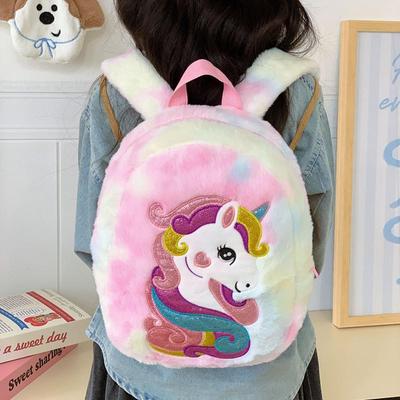 Unicorn Plush Backpack for Girls: Cute Cartoon Toddler School Bag