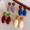 Silver Needle Retro Dopamine Acrylic Oval Earrings Stud Earrings Personalized Simple Earrings