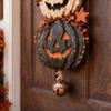 Durable Composite Resin Craft Halloween Stacked Pumpkin Door Hanger, Vintage Jack‑O‑Lantern Wall Hanging Ornament, Farmhouse Fall Home Accents