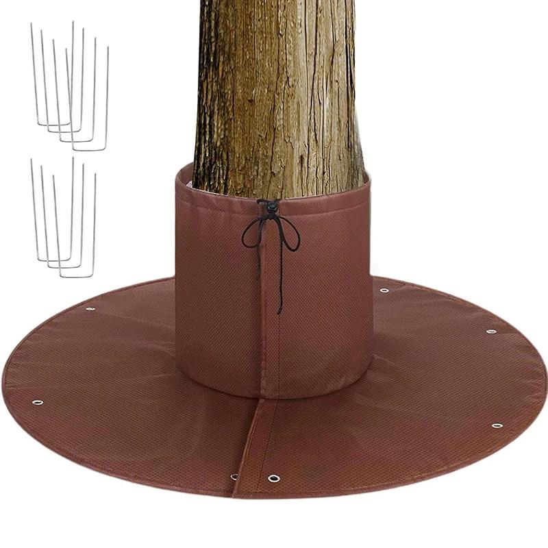 

Winter Plant Roots Protection Cover Outdoor Palm Tree Root Freeze Protector Frost Cover with Ground Nails Drawstring Reusable коричневий