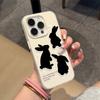 Ins black rabbit shadow for apple 16/17promax mobile phone case iPhone15 skin matte 13/12/14