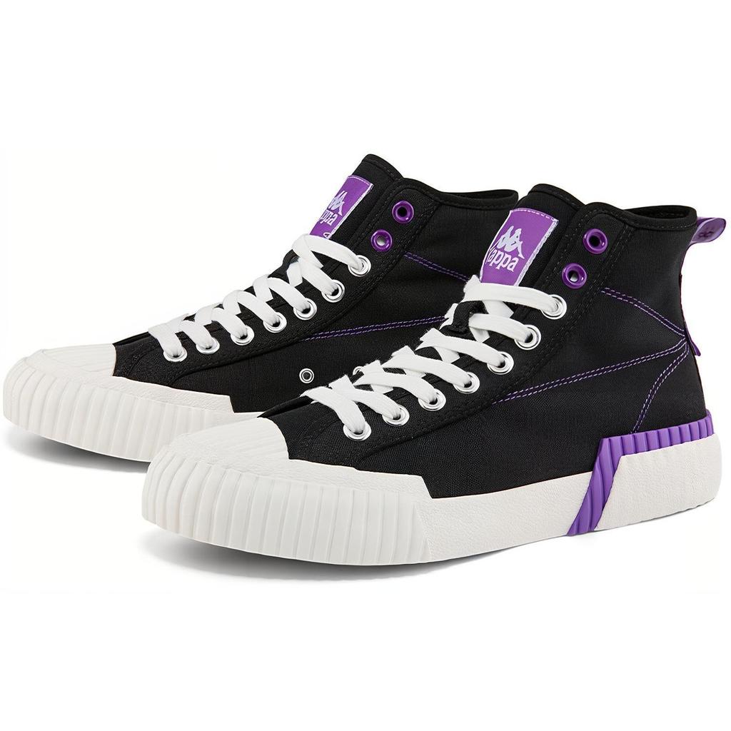 Kappa Comfortable Versatile Non-Slip Wear-Resistant Breathable High-Top Canvas Shoes Unisex Sneakers Black Purple K0BY5VS03D-990