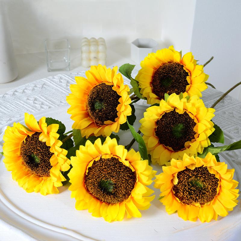 Simulated Sunflower Big Head Home Decoration Window Sill Shop Fake Flowers Silk Picnic Photography Props Vase Flower Bouquet