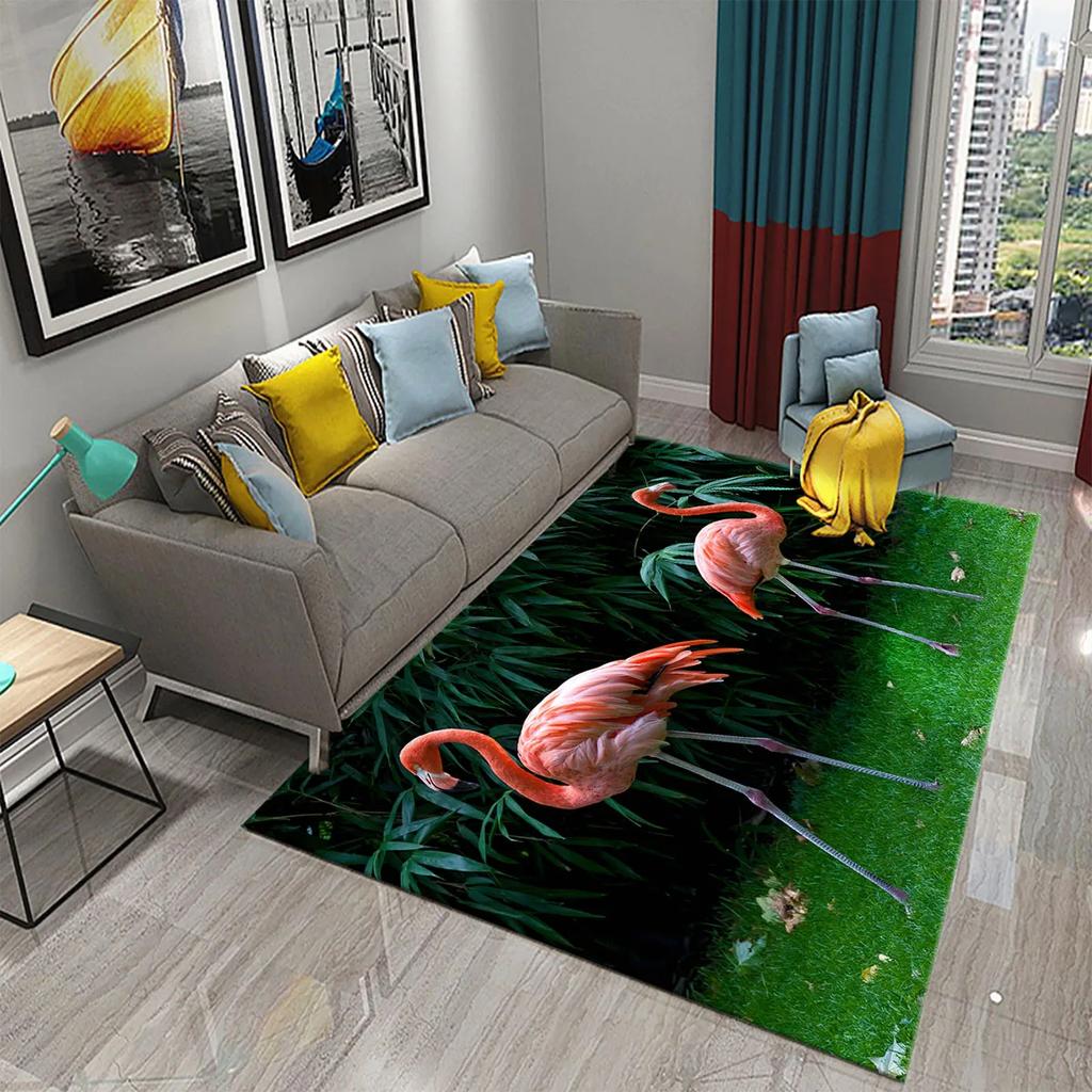 Cute Flamingo Carpet Romantic Animal Rugs Bedroom Living Room Decor Mat Doormat Soft Kitchen Non-slip Hallway Floor Area Rugs