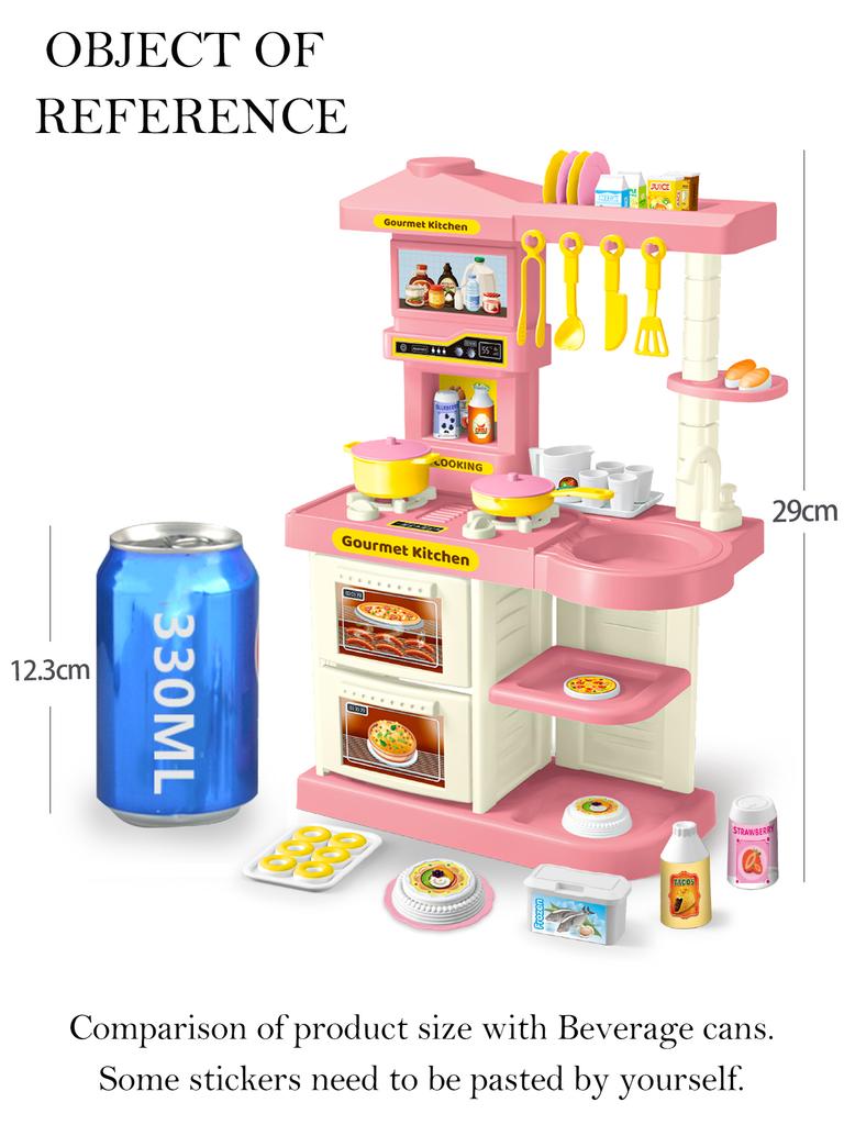 Accesorii Bucătărie de Jucărie, Set de Joacă Bucătărie pentru Copii Alimente Oale Tigăi Lapte Pâine Furculiță pentru Băieți și Fete 3+