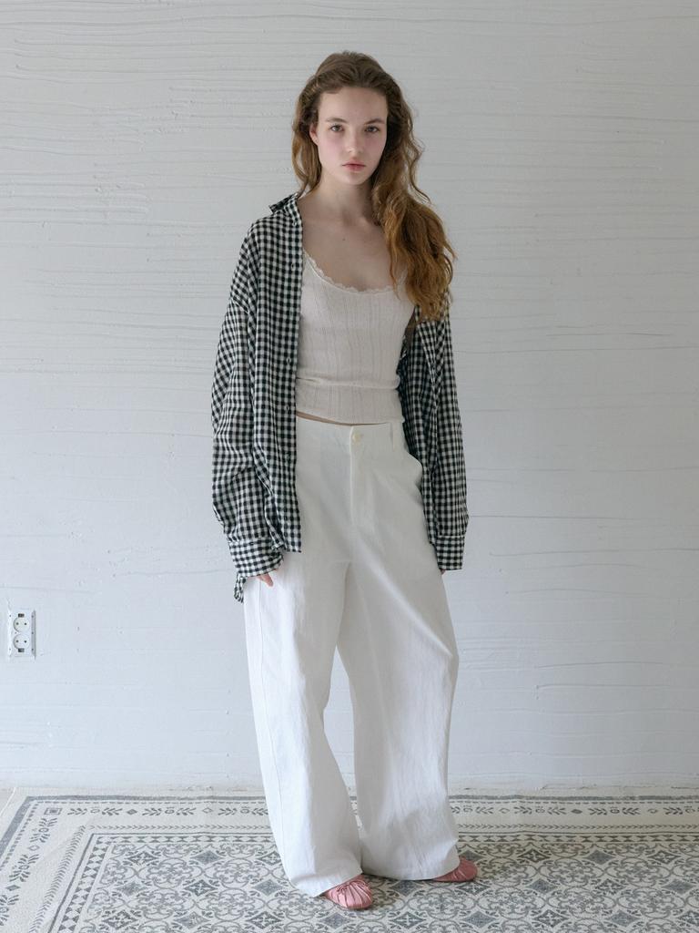 Elssibeui Gauze Gingham Check Shirts_Black