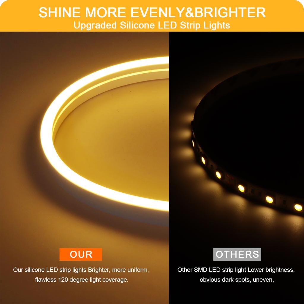 24V LED Neon Strip Light with Convenient Movable One/Dual PIR Motion Sensors,Bedroom Stairs Bathroom Night Safety Lighting