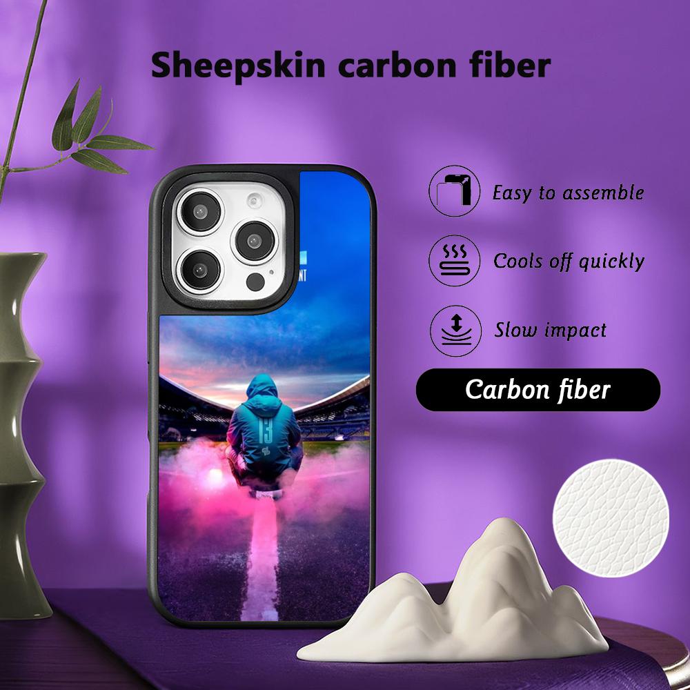 Cooler Sänger Pop JuL Logo Poster Handyhülle für iPhone 17 16 e 15 14 13 12 Pro Max Lammfell Silberrand Schutzhülle
