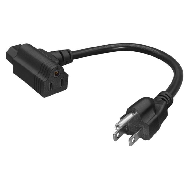 Multipurpose Professional 14AWG Power Cable Cord With Double Outlets NEMA 5 15P to C13 and 5 15R High Performances