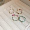 Fashion Vintage Colorful Natural Beaded Ring for Women Fashion Party Finger Elastic Ring Simple Design Jewelry Party Gift