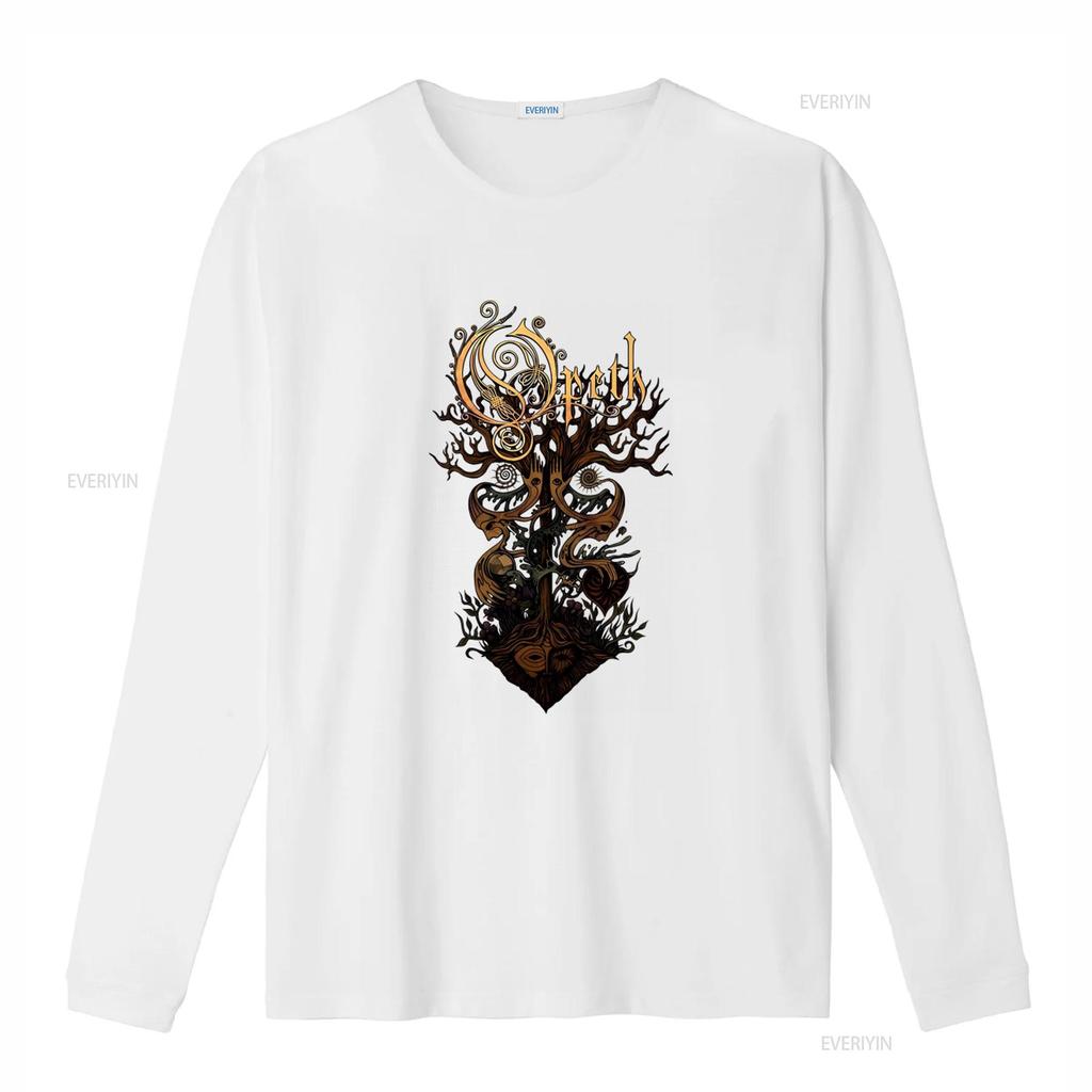 T-SHIRT NERA OPETH TREE Design Gotico Unico con Stampa Dettagliata e Simbolica per la Moda Uomo vintage Lavata Elasticizzata