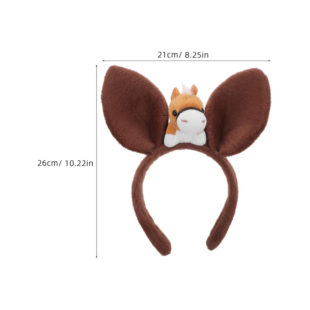 MALUGOGO 2026 Spring Festival Horse Headband, Cartoon Animal Ear Plush Hair Accessory for Role Play, Girls' Farm Party Costume