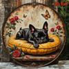 Retro Bulldog Butterfly Metal Wall Sign Vintage Tin Poster Home Decor
