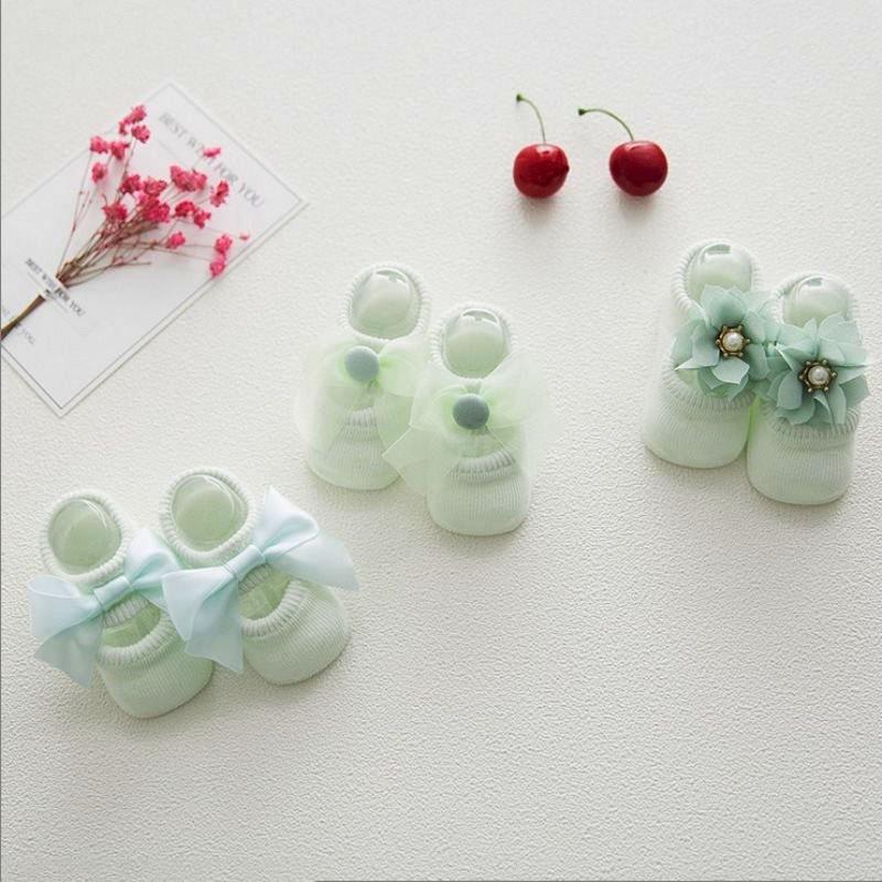 Barn Bebis Spetsrosett Bomull Ihåliga Båtsockor Golv Nyfödd Bebisflickor Strumpor