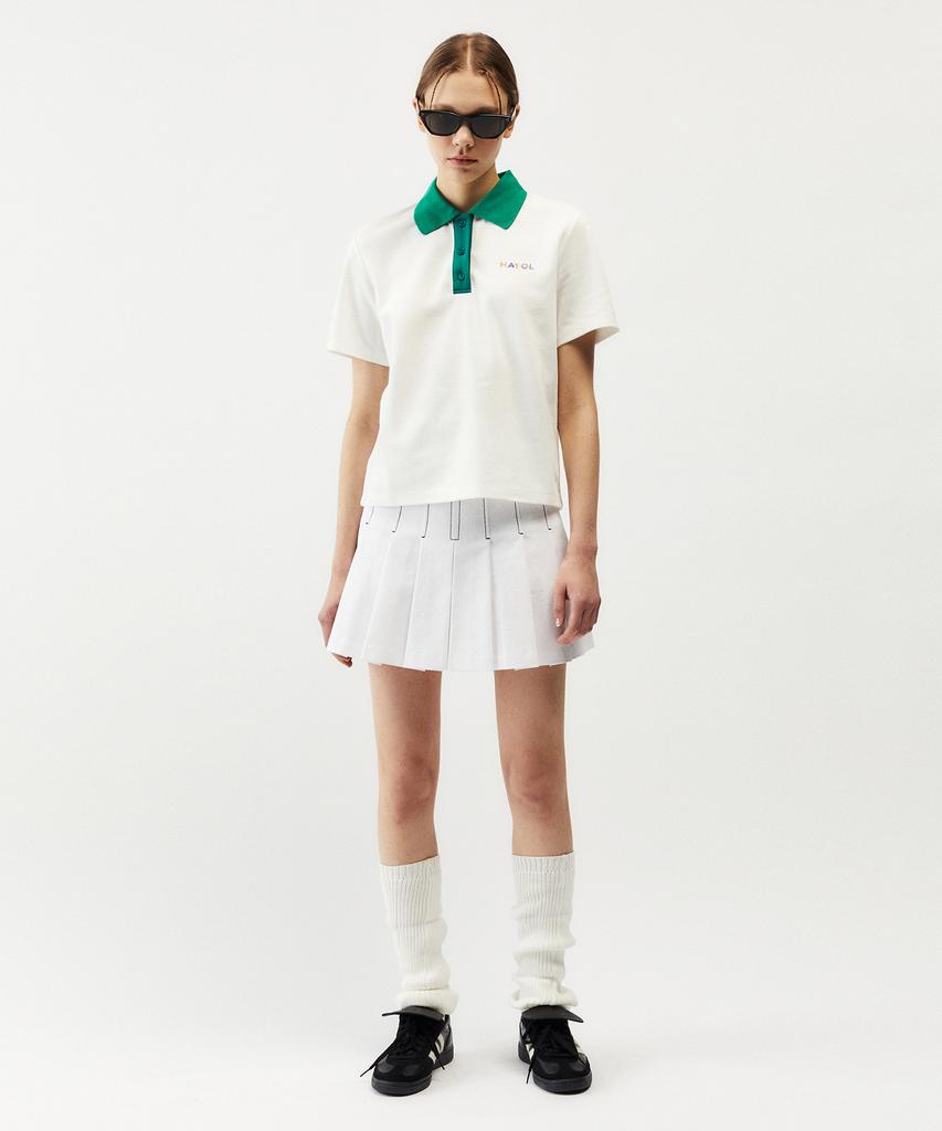 MAYOL Logo Embroidered Short Sleeve Polo Shirt_Ivory