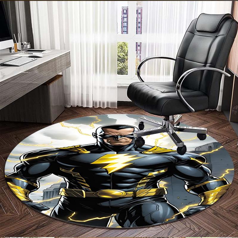 Black Adam Print Round Rug, Washable Floor Carpet, For Entryway Dorm Laundry Room Office Study, Home Decor Birthday Christmas Gift