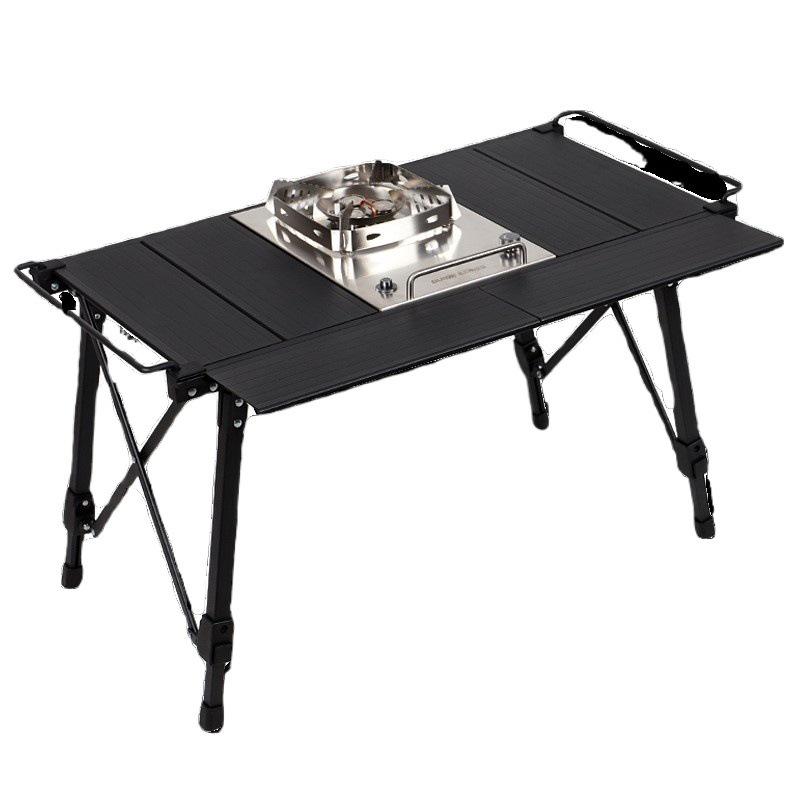 Mobile Egg Roll Multi-Functional Outdoor Aluminum Camping Table with Lifting Extension 