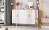Modern Simple White Matte Multifunctional Storage Cabinet 4 Open and Closed Doors Dining Room Cabinet Gold Decoration 160*35*100cm