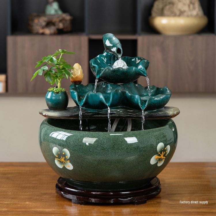 Lucky Ceramic Fish Tank Ornament: High-End Gift for Tea Room, Living Room, Office, or Reception Desk Decoration.