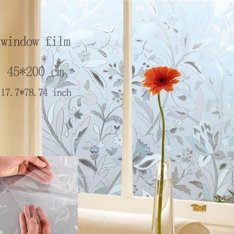Home Decor 45cmx200cm Resuable Pvc Window Sticker Glass Film Privacy Self Adhesive  Bathroom