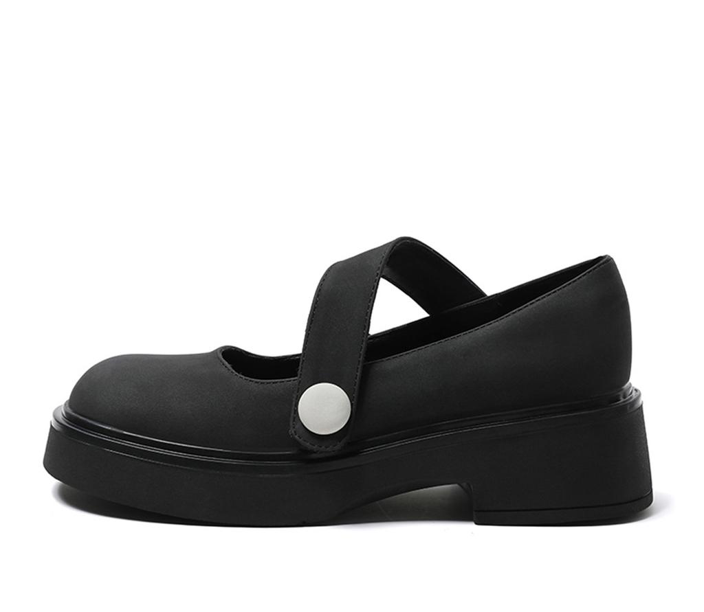 Retro Mary Jane Sko Dame Nye Tykksålede Rund Tå Dyp Utringning Japansk Jk Enkeltsko Britisk Stil Stor Tå Små Skinnsko