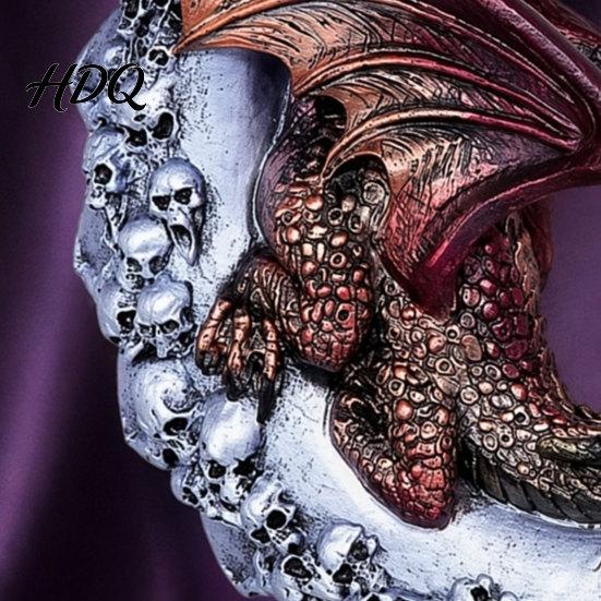 Creative Dragon Statue Skull Moon Figurine Gothic Style Sculpture Ornament for Home