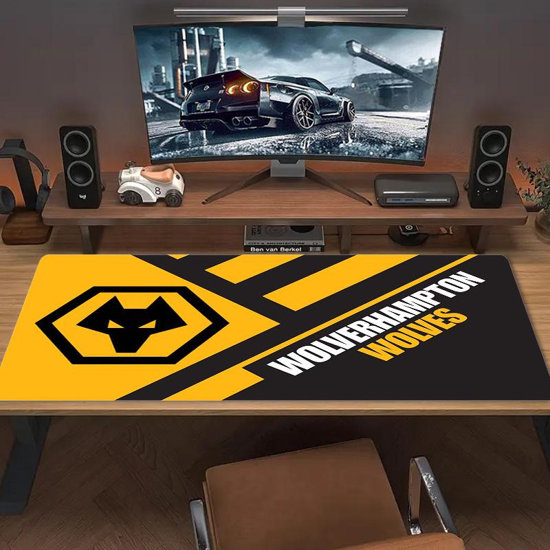 Wolverhampton Wanderers Farb-Mauspad Großes Gaming-Tischkissen Rutschfestes Laptop-Tablet Großes Mauspadd XXL Matte Mini-PC-Spielmatte Mit Verriegeltem Rand