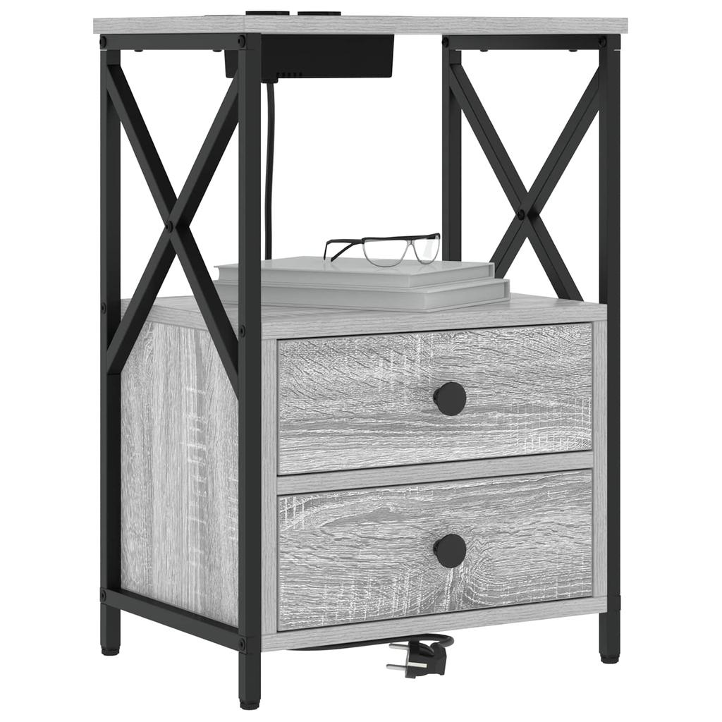 Nightstand 2 pcs Grey Sonoma 40 x 31 x 60 cm Particleboard