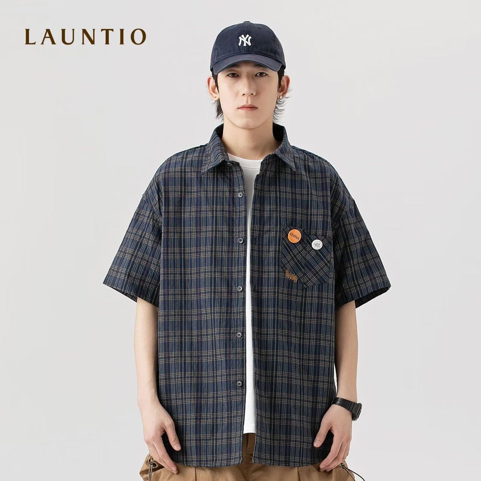 

Мужская рубашка с короткими рукавами и буквами в японском стиле Гонконга, свободная рубашка для мужчин и женщин, летняя модная универсальная повседневная куртка 2XL синий