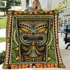 Vintage Tiki Mask Print Flannel Blanket | Polyester, NonWoven, Reversible, Digital Print, Soft and High-Quality, No Shedding, All-Season Throw for Hom