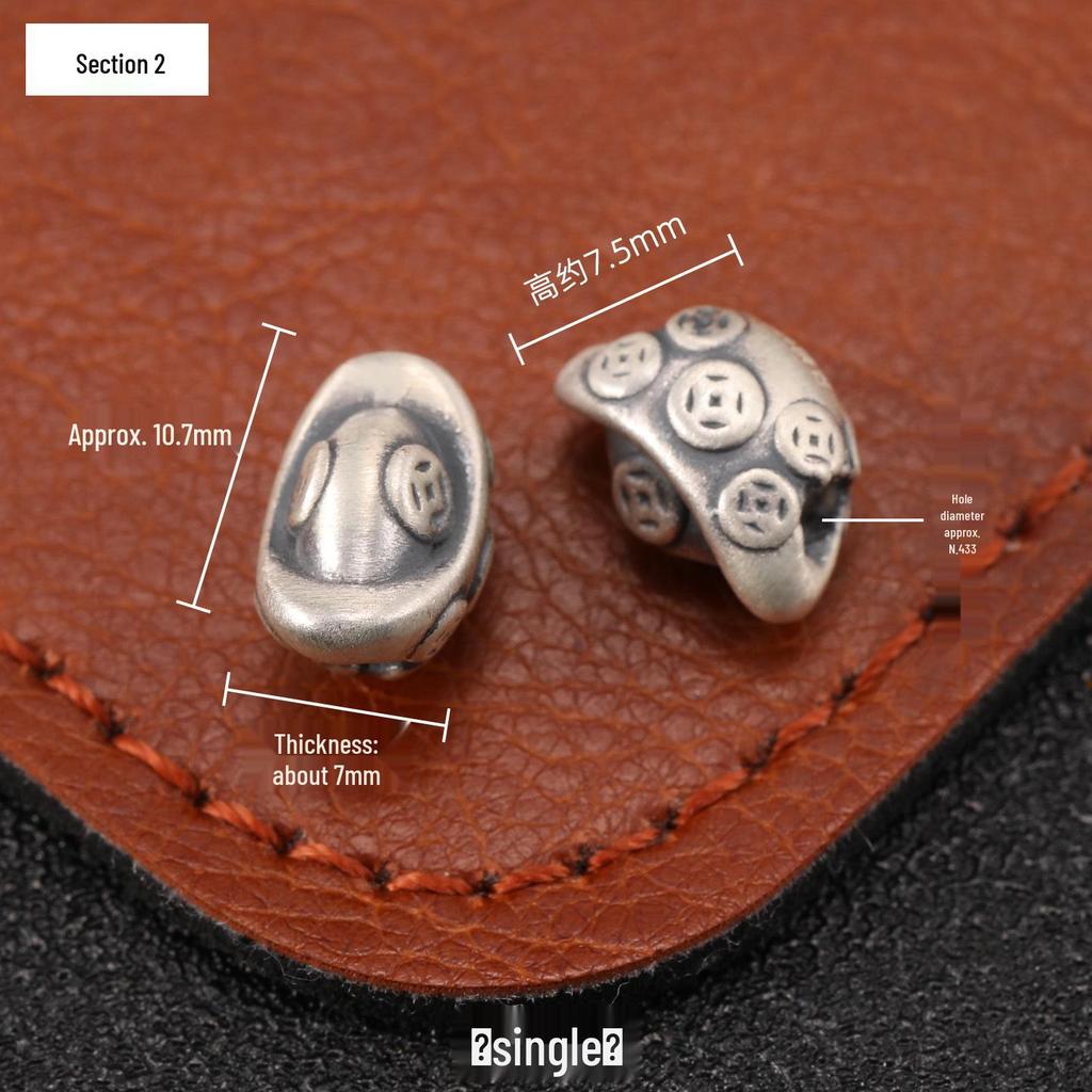 Sterling Silver S999 Wealth Copper Coin Beads: DIY Spacer Beads for Red String 3D Bracelet Jewelry