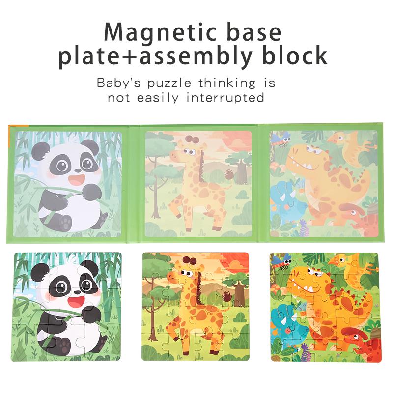 Magnetic Puzzles Games for Kids Busy Quiet Cartoon Animals Jigsaw Book Montessori Baby Educational Toys Children's Early Gifts