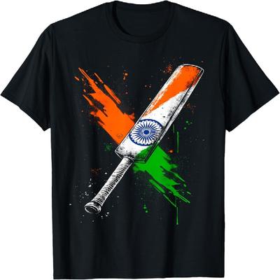 Indien Cricket Schläger Cricket Krieger Britische Flagge Cricket Schläger T-Shirt(1)