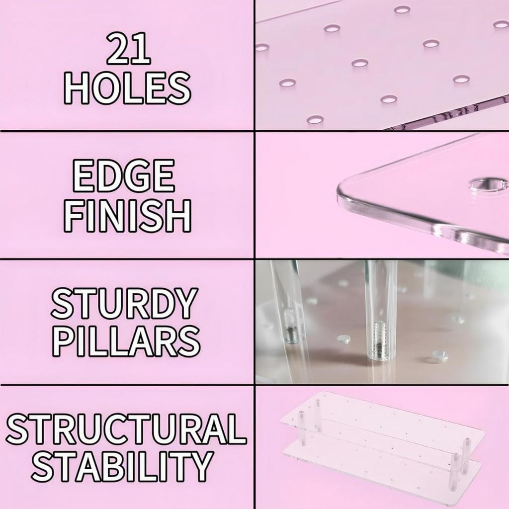 Cake Pop Stand for Drying, 21 Hole Lollipop Stand and Cake Pop Holder Stand, Acrylic Cake Pop Resting Tray and Lollipop Holder Stand, Cake Pop