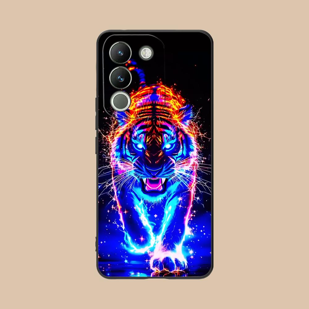 Tiger Neon Mobile Cell Phone Case for VIVO V60 V50 V40 V30 V29 V27 V25 V23 Pro Lite 5G Colorful Printing Cover Cover Smartphone