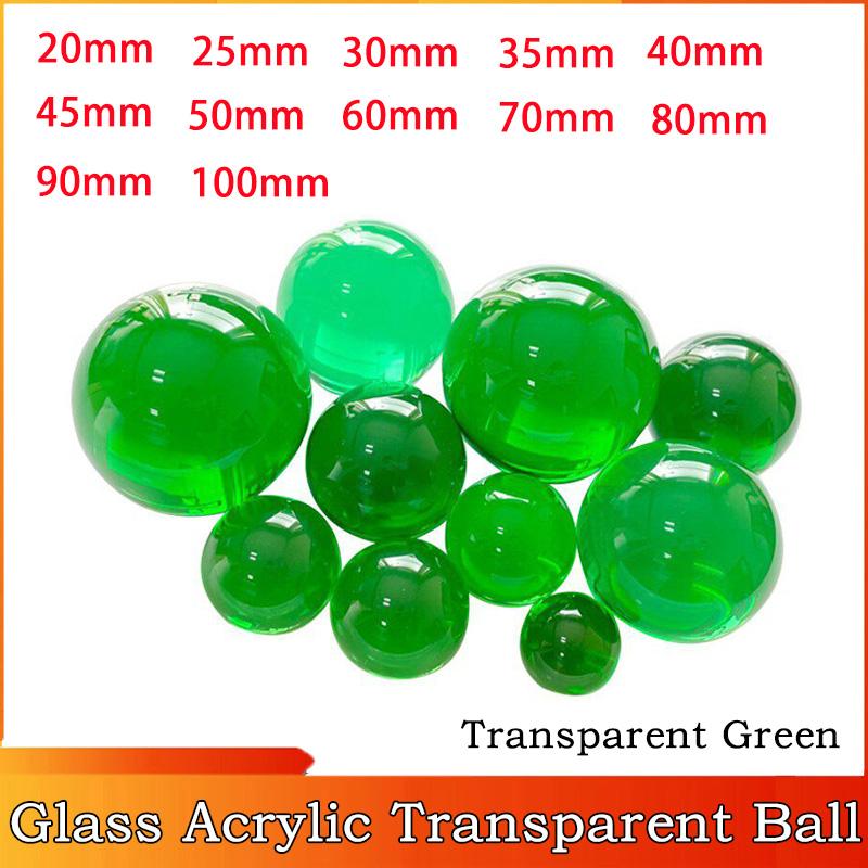 

1pcs 10~100mm Glass Acrylic Transparent Green Ball Solid Clear Crystal Balls Photography Accessories 20mm 1pcs