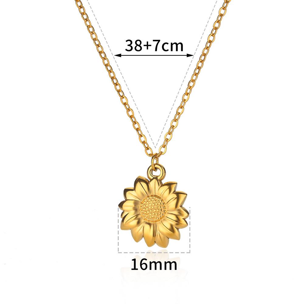 Sunflower Pendant Stainless Steel Necklaces For Women Gold Geometric Round Sunflower Necklace Party Wedding Jewelry Gift