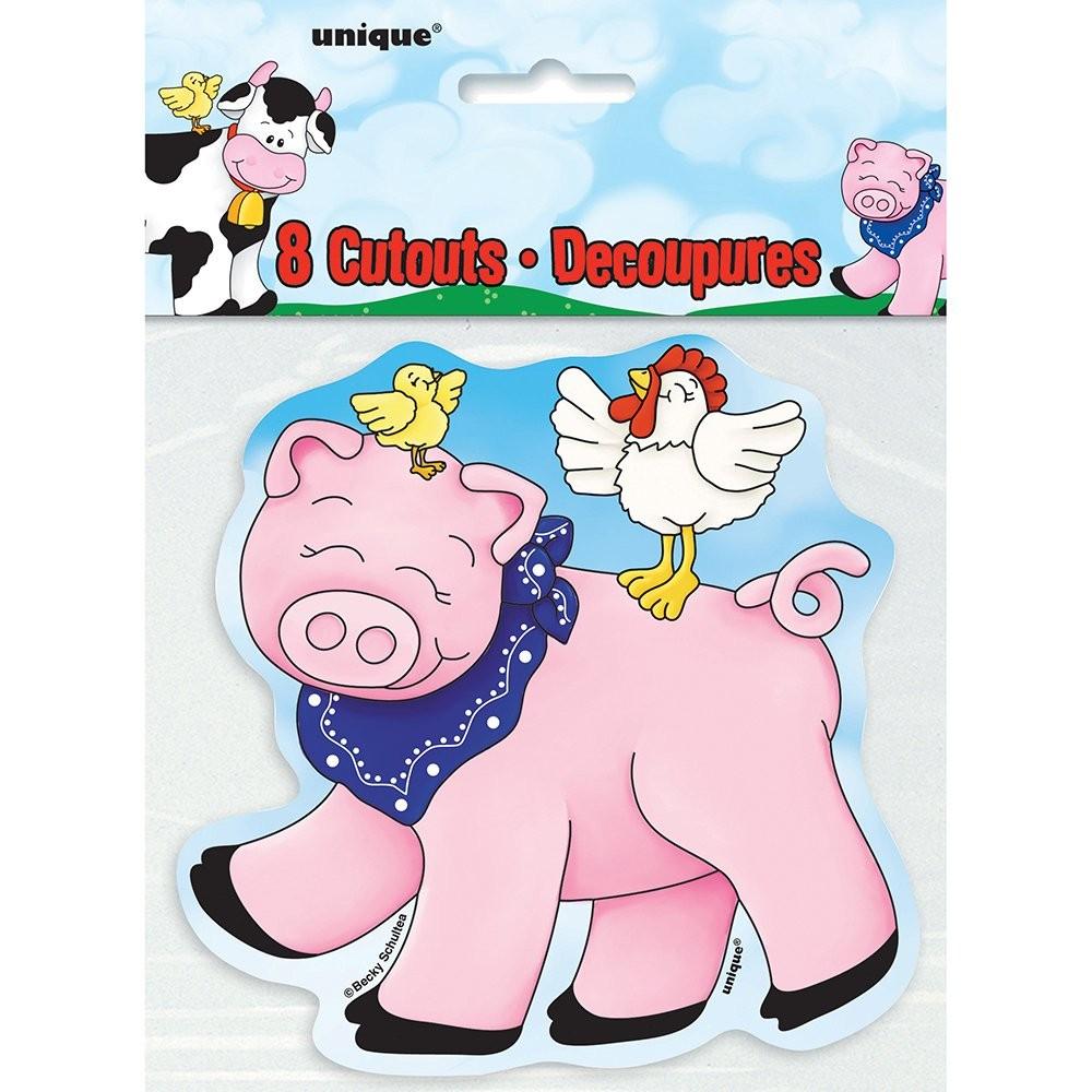 Unique Party Cut Out Paper Farm Party Decoration (Pack of 8)
